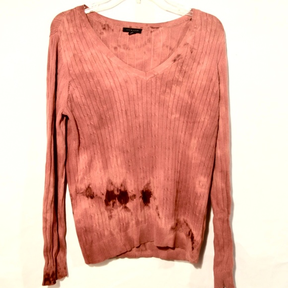 Tommy Hilfiger Sweaters - TOMMY HILFIGER Coral Cotton Sweater Cable Knit V